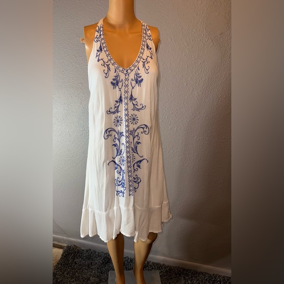 Sequin Hearts White and Blue High Low Dress - Picture 1 of 6